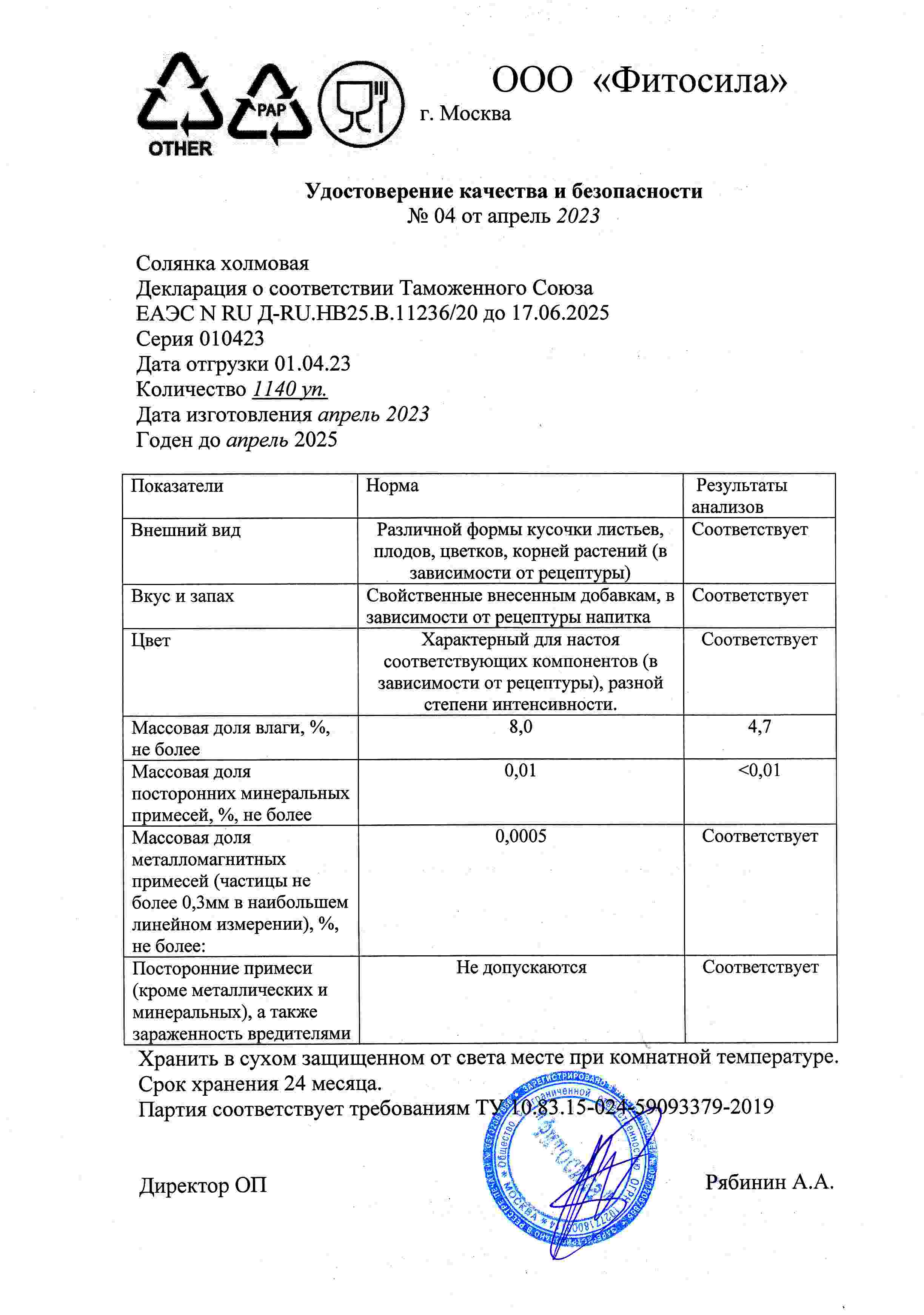 Паспорт №010423
